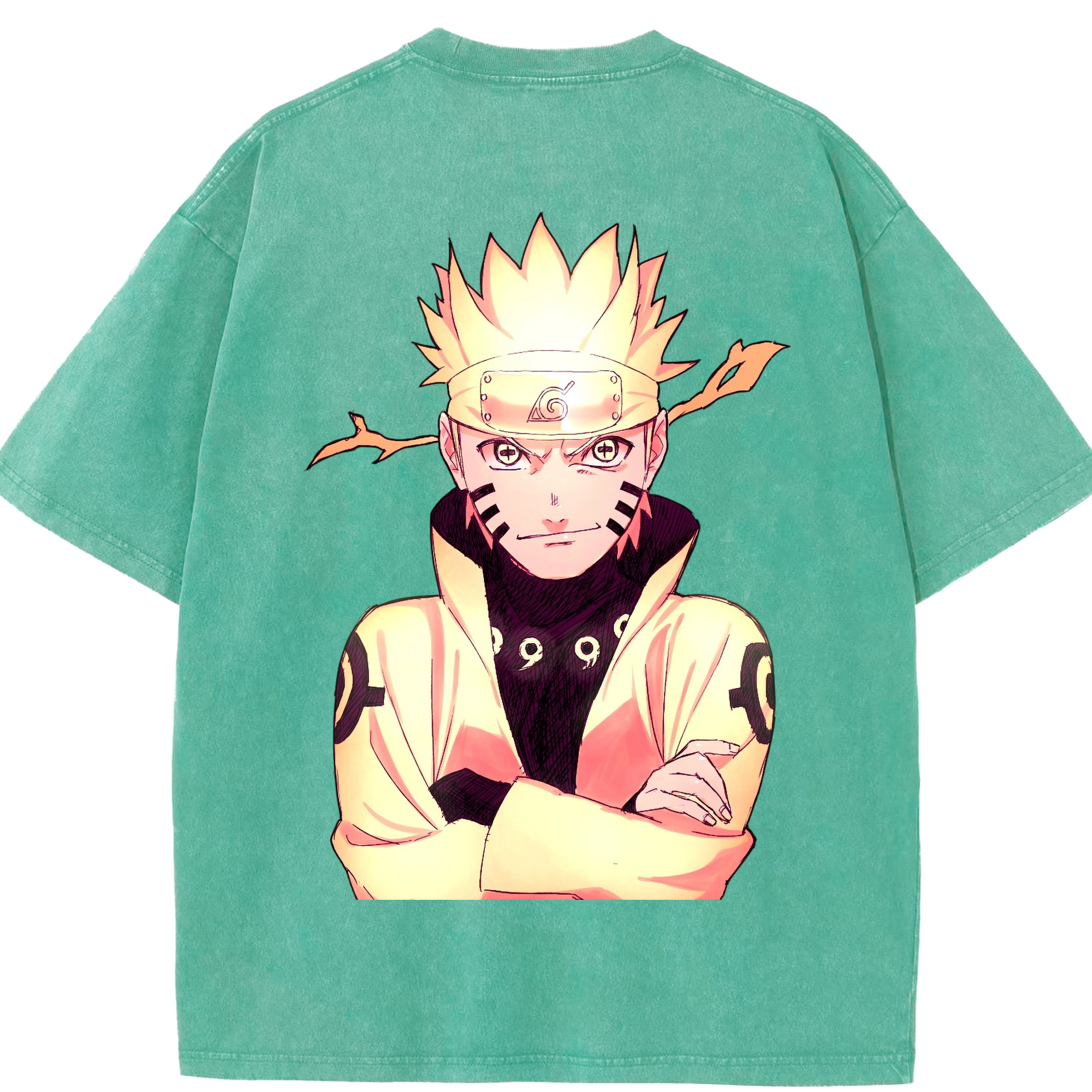 （画像用） NARUTO -ナルト- うずまき ナルト Uzumaki Naruto 綿100% ヴィンテージ風 半袖Tシャツ（背面プリント）